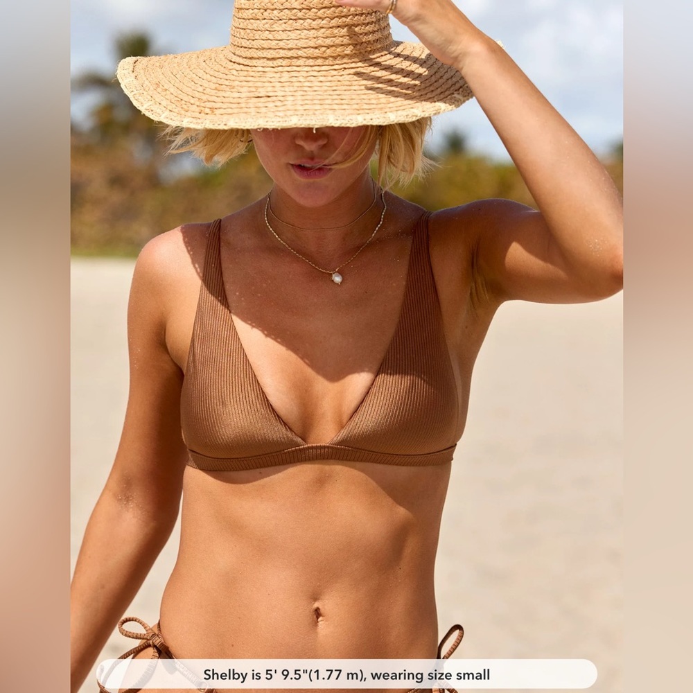 Aerie Shine Rib Bikini Set in Horizon Bronze